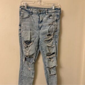 American Eagle Outfitters Light Blue Distressed Skinny Jeans